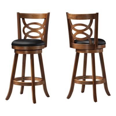 Monarch Specialties 42 in. Swivel Bar-Height Stools with Backrests, Dark Oak, 2 pc.