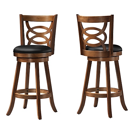 Monarch Specialties 42 in. Swivel Bar-Height Stools with Backrests, Dark Oak, 2 pc.