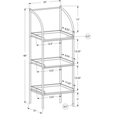 Image showing  3-Tier Metal Bookcase, 48 in.