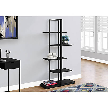 Monarch Specialties 60 In 5 Shelf, Monarch Specialties Ladder Bookcase With Storage Drawers Underneath