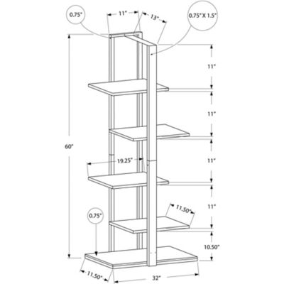 Image showing  5-Shelf Asymmetrical Metal Etagere Bookcase