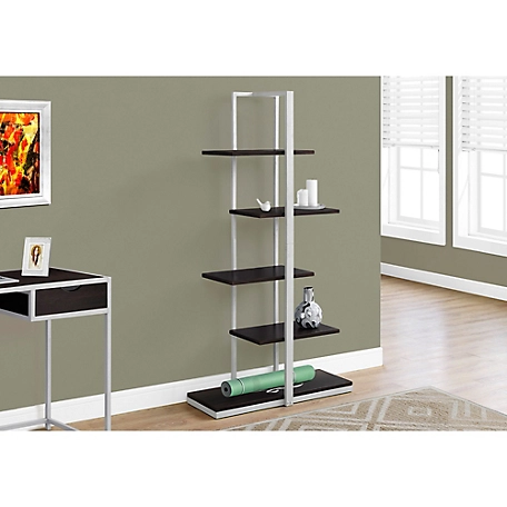 Monarch Specialties 5-Shelf Asymmetrical Metal Etagere Bookcase, 60 in.