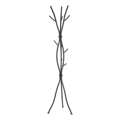 Monarch Specialties 8-Hook 74 in. Metal Coat Rack, Hammered Black Metal