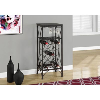 Monarch Specialties 15-Bottle Metal Wine Bottle and Glass Rack, 40 in.