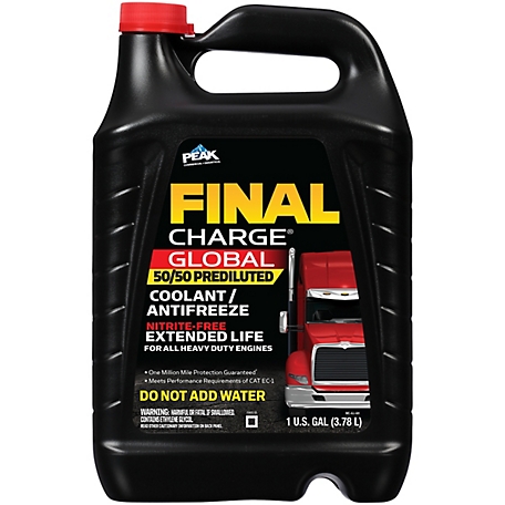 FINAL CHARGE PEAK Global Extended Life 50/50 Coolant/Antifreeze, 1 gal., FXAB53