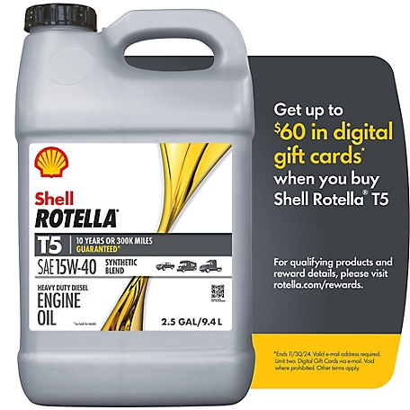 Shell Rotella T5 15W40 Heavy Duty Motor Oil 2.5 gallon