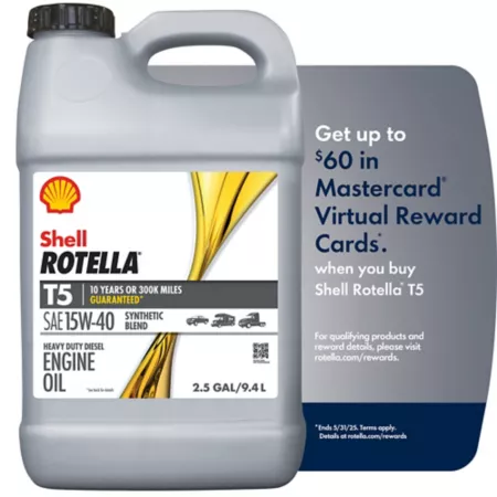 Shell 2.5 gal Heavy Duty Motor Oil 15W-40 Rotella T5 Motor Oils