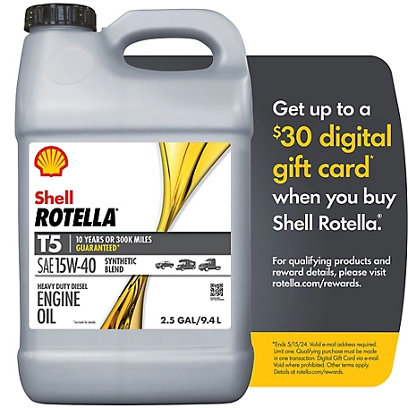 Shell Rotella T5 15W40 Heavy Duty Motor Oil 2.5 gallon