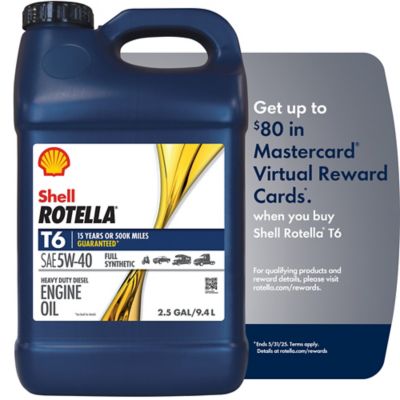 Shell Rotella 2.5 gal. T6 Full Synthetic 5W-40 Heavy-Duty Motor Oil