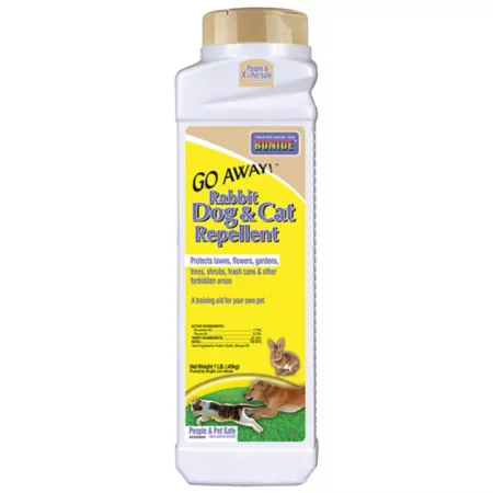 Bonide 1 lb Go Away Rabbit Dog and Cat Repellent Granules Ready to Use Keep Dogs Away from Lawn Garden Mulch and Flower Beds Animal & Rodent Repellent