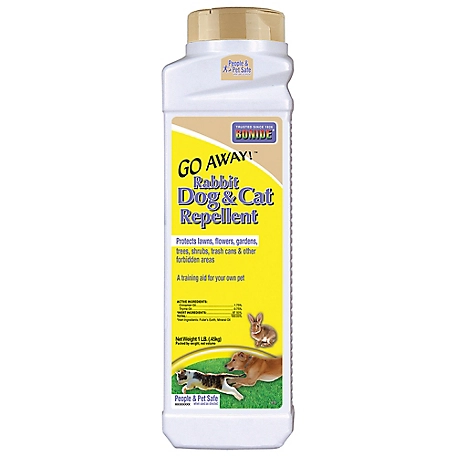 Bonide Go Away Rabbit, Dog, & Cat Repellent Granules, 1 lb. Ready-to-Use, Keep Dogs off Lawn, Garden, Mulch & Flower Beds