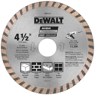 DeWALT 4-1/2 Continuous Rim Masonry Blade, Ultra-Durable Diamond Matrix