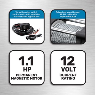 Image showing  12V Electric ATV Winch, 2,500 lb.