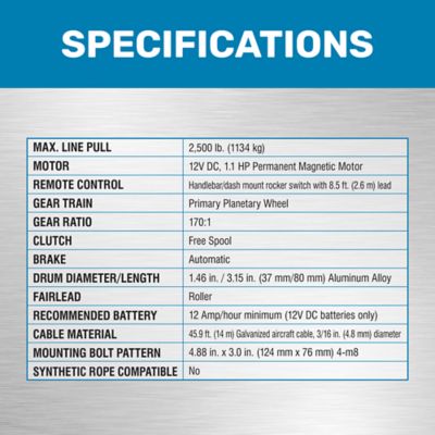 Image showing 5 th Traveller 12V Electric ATV Winch, 2,500 lb.