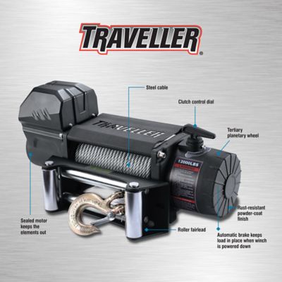 Image showing  12V Electric Truck Winch, 12,000 lb. Capacity, Steel Cable