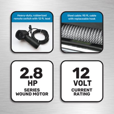 Image showing  12V Electric Truck Winch, 9,000 lb. Capacity, Steel Cable