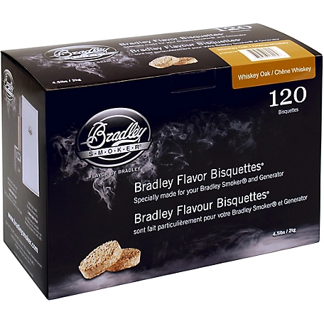 Bradley Smoker Whiskey Oak Flavor Bisquettes, 4.5 lb., 120-Pack
