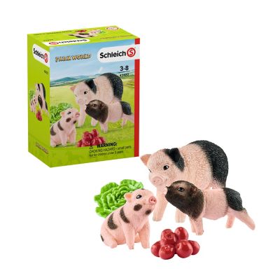 SCHLEICH Farm World Miniature Pig Mother and Piglets Toy Figure Set Multi-colou 