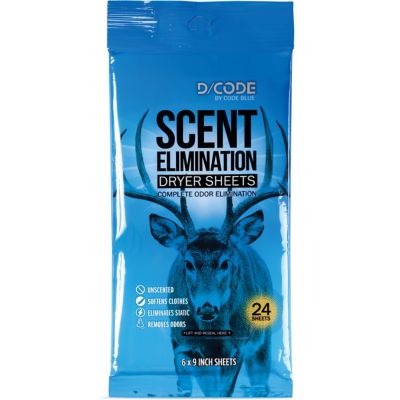 Code Blue D/CODE Scent Control Dryer Sheets, 24 ct.
