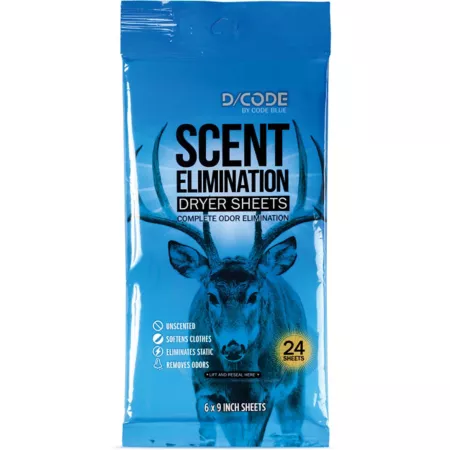 Code Blue D/CODE Scent Control Dryer Sheets 24 ct Scent Control & Elimination