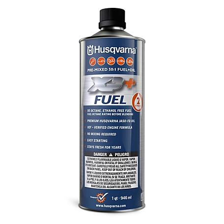Husqvarna XP+ Premixed 50:1 Fuel + Oil for 2-Stroke Engines, Ethanol-Free High Octane Fuel, 1 Quart