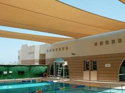 Image showing  5.8 ft. x 20 ft. Knitted Cloth Privacy Shade, Tan