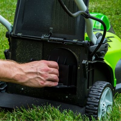 Image showing  16 in. 40V Cordless G-MAX 2-in-1 Electric Push Lawn Mower, 4Ah Battery and Charger Included