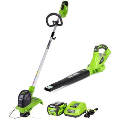 Greenworks 2 pc. 40V String Trimmer and Axial Blower with 2Ah Battery and Charger