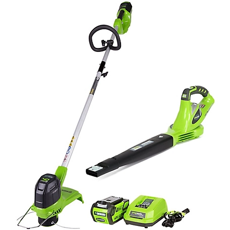 Greenworks 2 pc. 40V String Trimmer and Axial Blower with 2Ah Battery and Charger