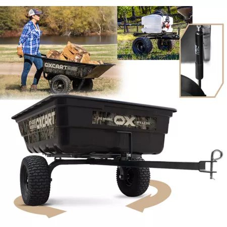 OxCart Pursuit Ambush Camo Dump Cart with Run-Flat Tires 15 cubic feet to 17 cubic feet ft. ATV & UTV Landscaping Attachments