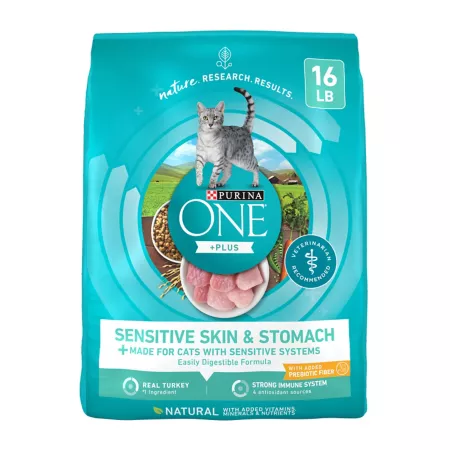 Purina ONE Adult Indoor/Outdoor Sensitive Skin and Stomach Natural Turkey Recipe Dry Cat Food Dry Cat Food