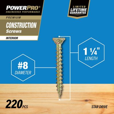 Image showing  Power Pro Premium Interior Construction Screws, #8 x 1-1/4in., 1 lb. Box