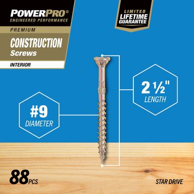 Image showing  Power Pro Premium Interior Construction Screws (#9 x 2-1/2 in.) - 1lb Box
