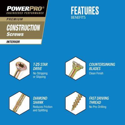 Image showing  Power Pro Premium Interior Construction Screws (#9 x 2-1/2 in.) - 1lb Box