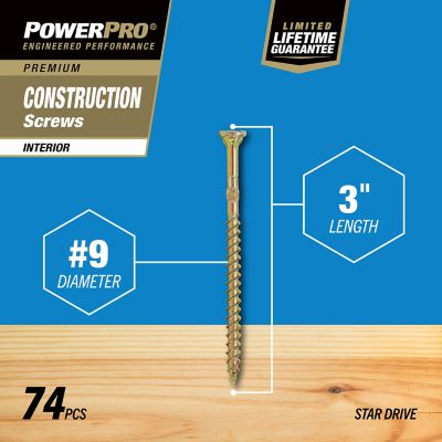 Image showing  Power Pro Premium Interior Construction Screws, #9 x 3in., 1 lb. Box