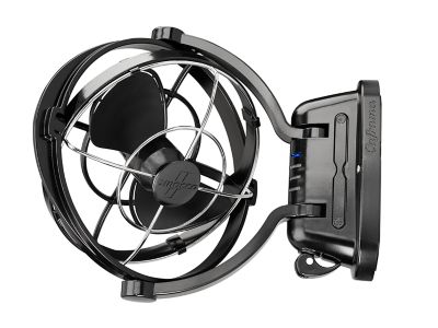 Caframo 9 in. Sirocco II 12/24 Volt 360 Auto-Sensing Cabin Fan, Black