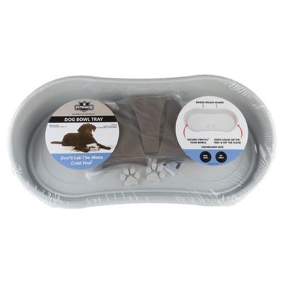 Image showing  Elevated Non-Skid Plastic Pet Feeding Tray with 2 Bowls and Splash Guard, 21 in. x 11 in. x 8.5 in.