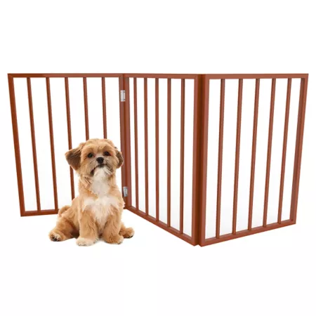 PETMAKER 54-inch Freestanding Wooden Pet Gate Mahogany Pet Gates