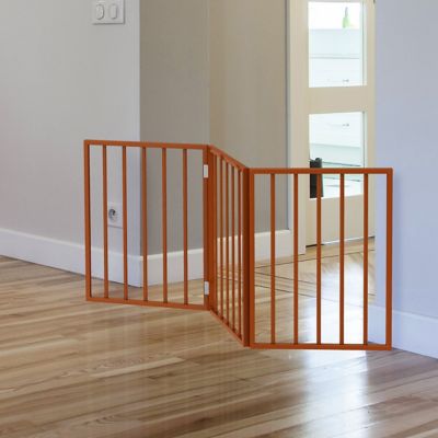Image showing 5 th PETMAKER Freestanding Wooden Pet Gate, 54 in., Mahogany