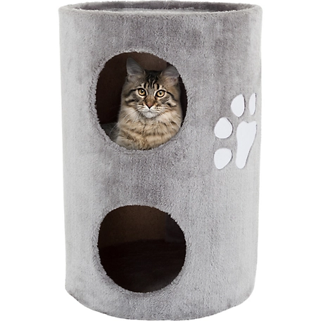 PETMAKER 20.5 in. 2-Story Double Hole Cat Condo with Scratching Surface
