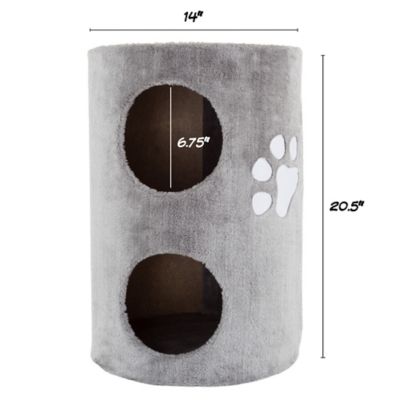Image showing  20.5 in. 2-Story Double Hole Cat Condo with Scratching Surface