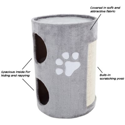 Image showing  20.5 in. 2-Story Double Hole Cat Condo with Scratching Surface
