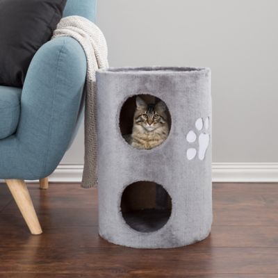 Image showing  20.5 in. 2-Story Double Hole Cat Condo with Scratching Surface
