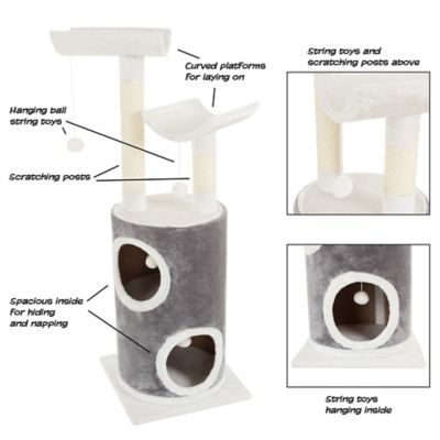 Image showing  44.75 in. 5-Tier Sleep and Play Cat Tree with Double Decker Condo