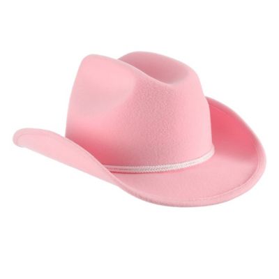 Western Cowgirl Hat Pink Bandana Set Rolled Hat Cowboy Cap Western Party C5N6