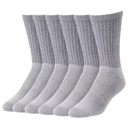 Blue Mountain Men's Cushioned Socks Large Gray 6-Pack Men's Crew Socks