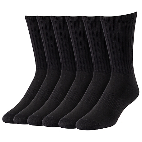 Blue Mountain Men's Cushioned Crew Socks, Large, Gray, 6-Pack