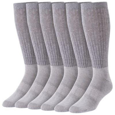 Blue Mountain Men's Cushioned Over-the-Calf Socks, Large, Gray, 6-Pack ...