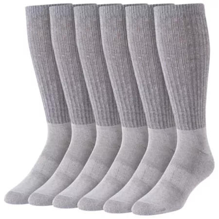 Blue Mountain Men's Over-the-Calf Quilted Socks Large Gray 3 Pairs Men's Boot Socks