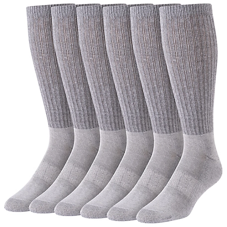 Blue Mountain Men's Cushioned Over-the-Calf Socks, Large, Gray, 6